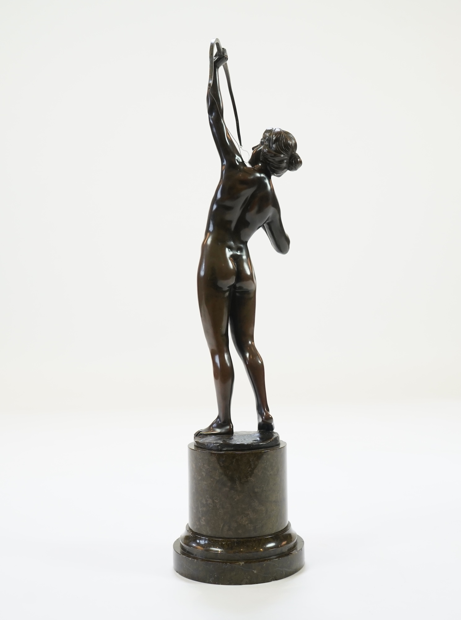 Percimer Rudolfi (German, 1884-1932). A patinated bronze figure of Diana